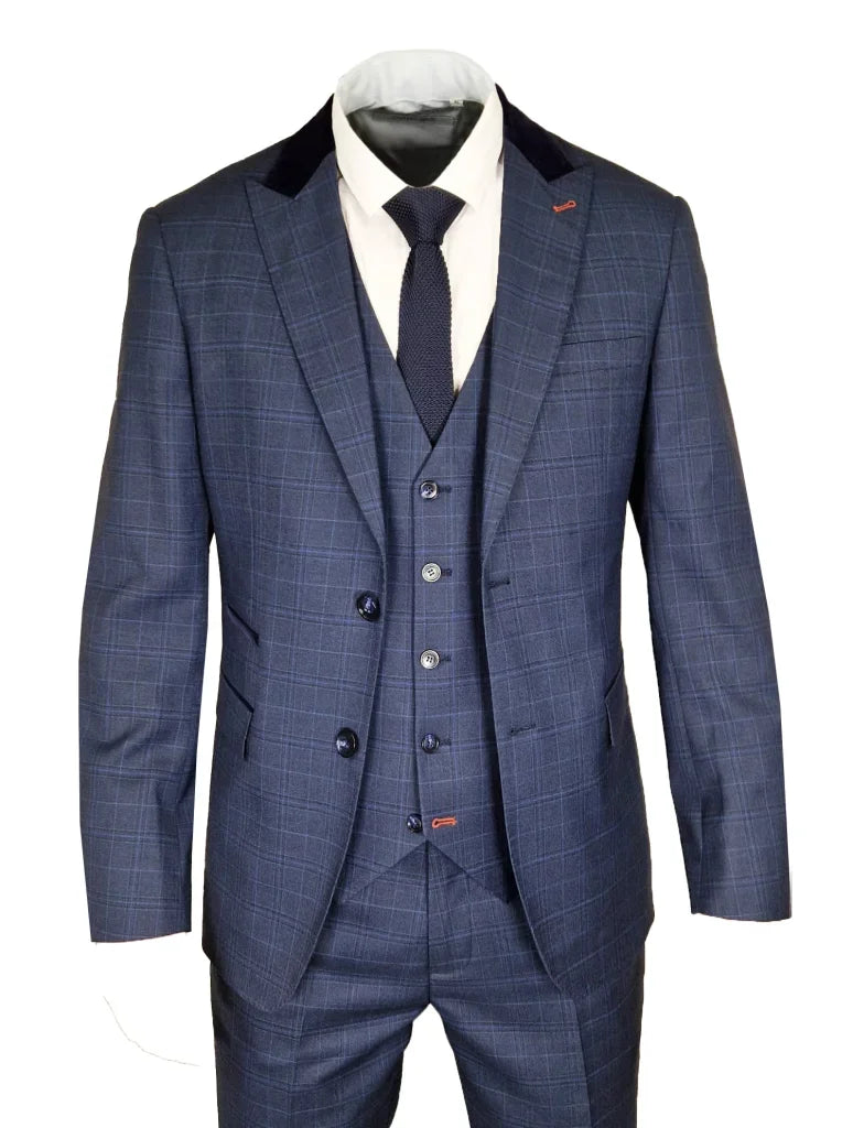 TAVERNY Corporal - Herrenanzug Marineblauer Check