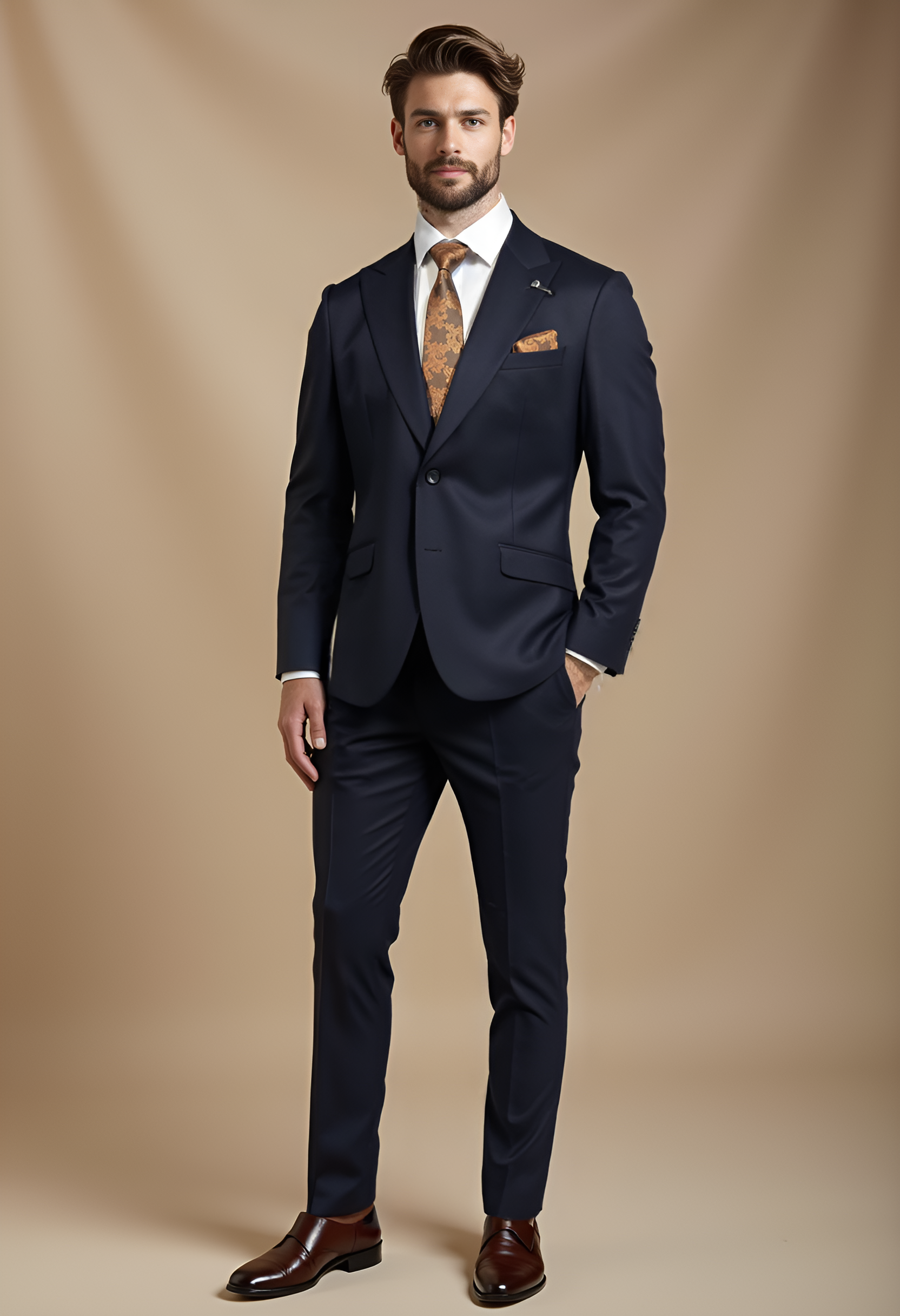 Zweiteiliger Herrenanzug – Cavani James Navy Super 130s